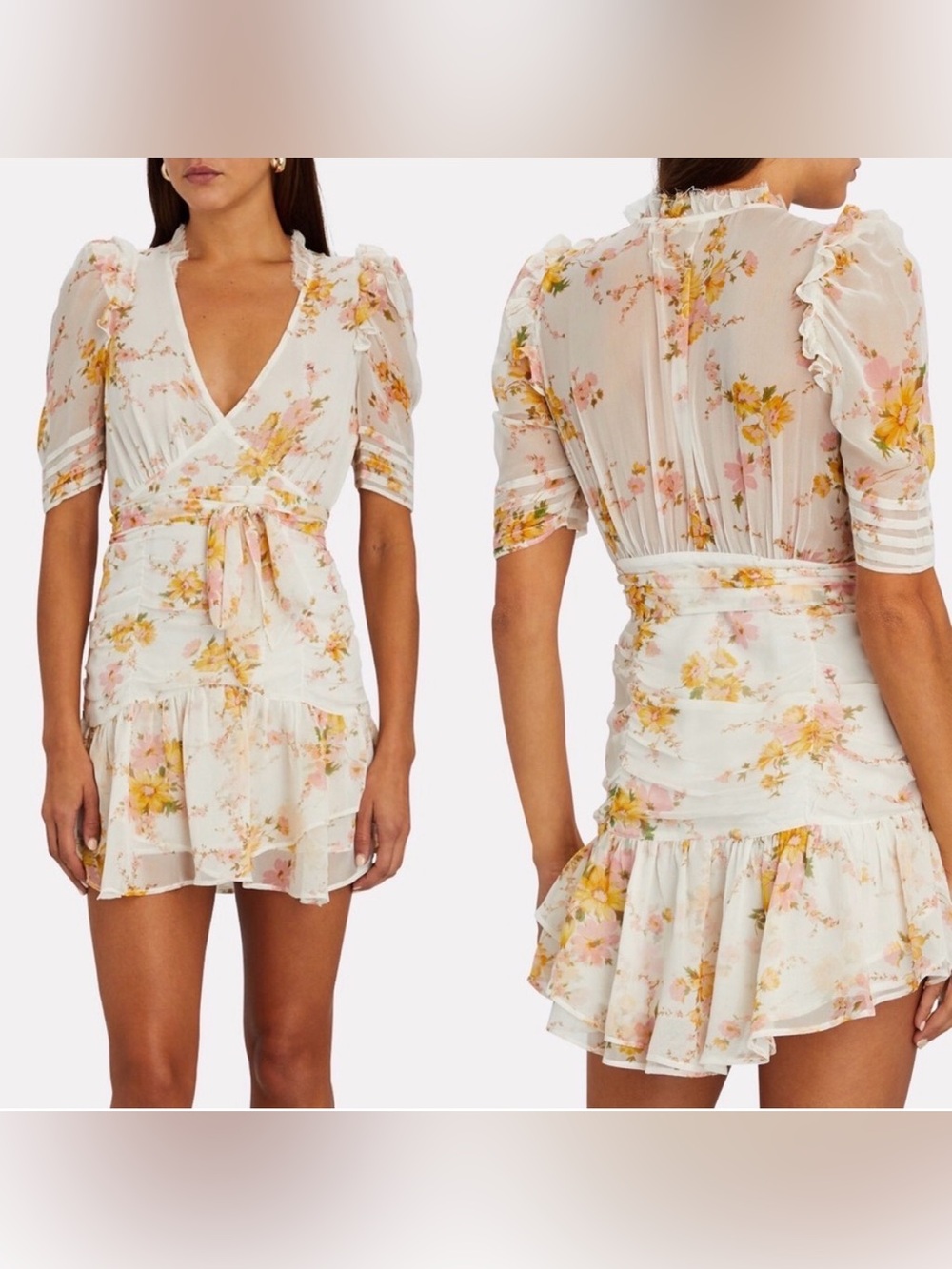 EUC Loveshackfancy Arlo Silk Floral Wrap Dress